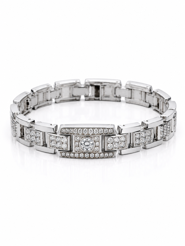 Luxury Men's Diamond Bracelet in White Gold